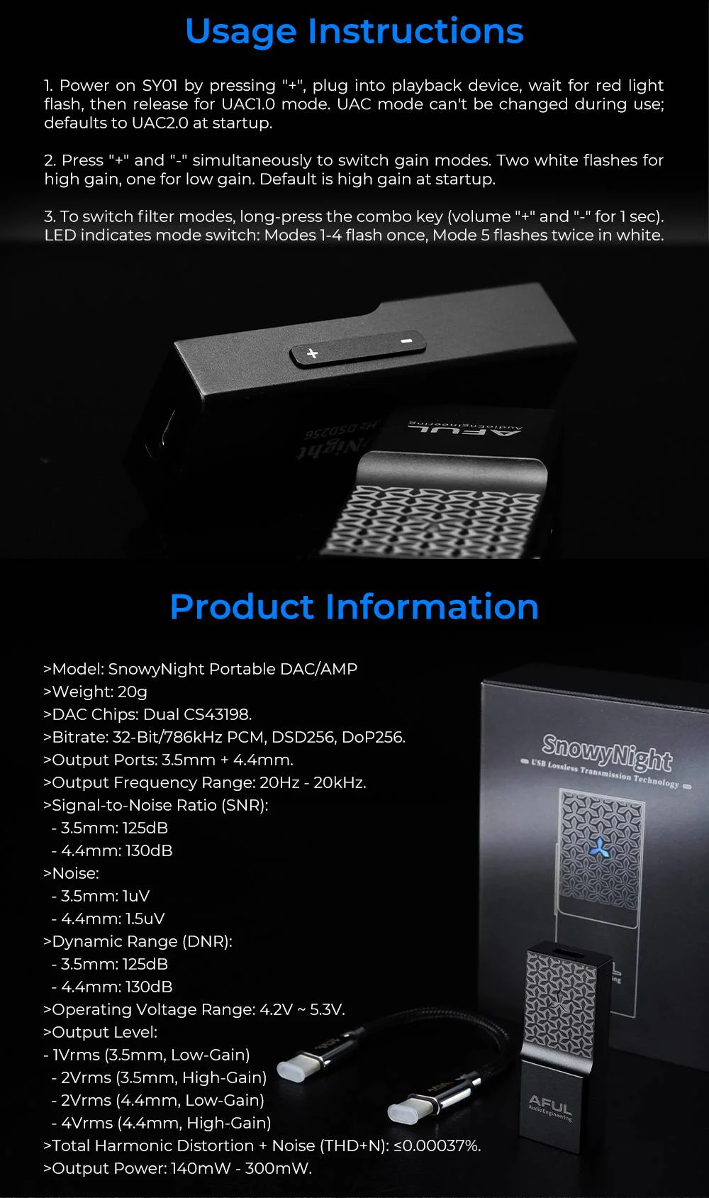 [🎶SG] AFUL SnowyNight (Snowy Night) Dual CS43198 USB Lossless Stable Transmission Portable DAC & AMP - Image 10