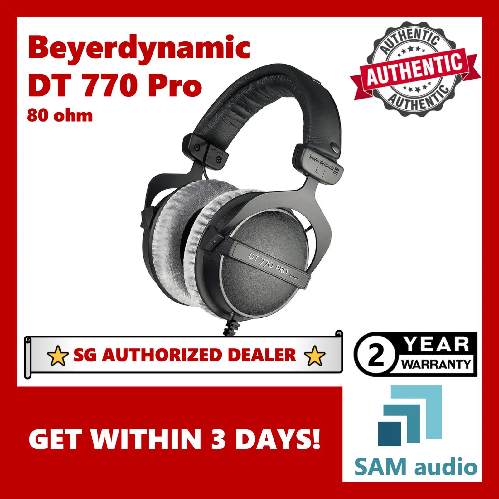 [🎶SG] Beyerdynamic DT770 Pro , Reference headphones for control and monitoring (32/80/250 ohms, closed back, DT770Pro DT770 Pro), Hifi Audio - Image 10