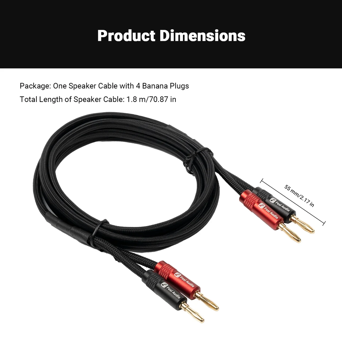[🎶SG] FOSI AUDIO Nylon Braided Speaker Cables (1.8m) - Image 8