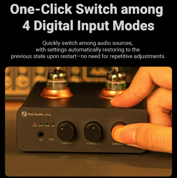 [🎶SG] FOSI AUDIO GR40 Tube DAC Preamp With Bluetooth And Tone Control - Image 20
