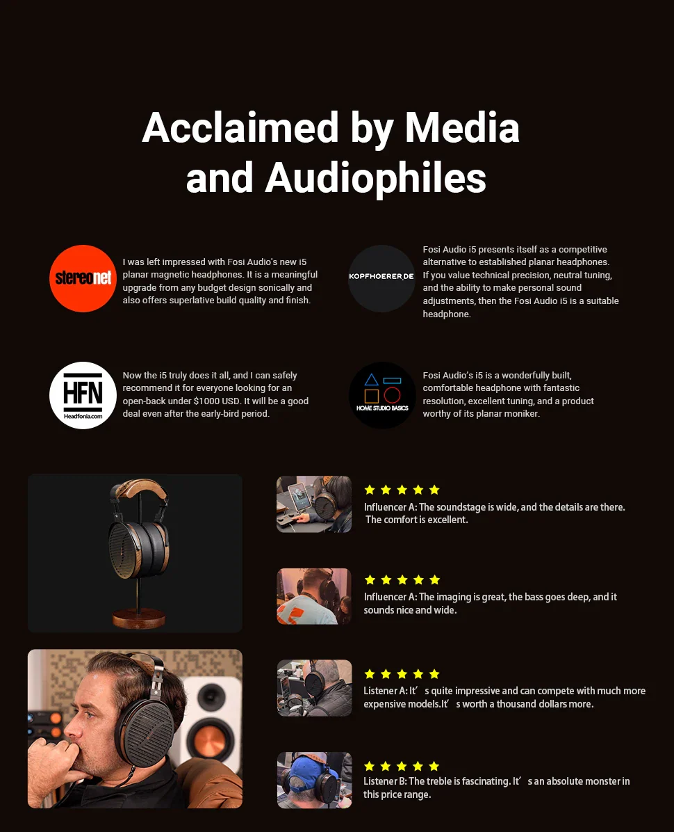 [🎶SG] FOSI AUDIO i5 - Open-back Planar Magnetic Headphones - Image 4