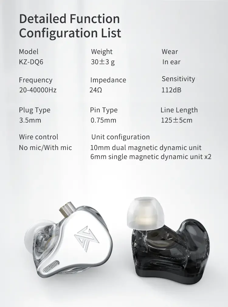 [🎶SG] KZ DQ6 3DD In-Ear Monitors With Mic - Image 11