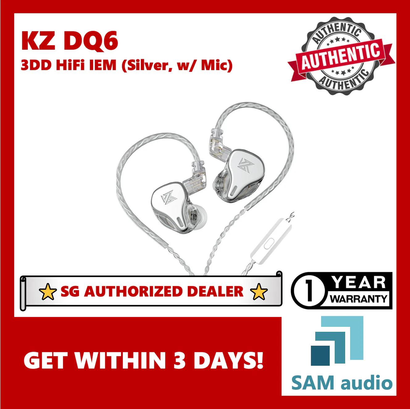 [🎶SG] KZ DQ6 3DD In-Ear Monitors With Mic - Image 16