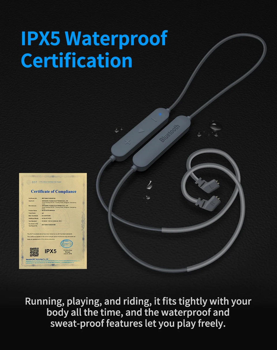 [🎶SG] KZ aptX-HD (Qualcomm Bluetooth Wireless) upgrade plug-on wire, IPX5 water proof (anti sweat), Hifi audio aptX-HD lossless audio, with mic (C-pin) - Image 11