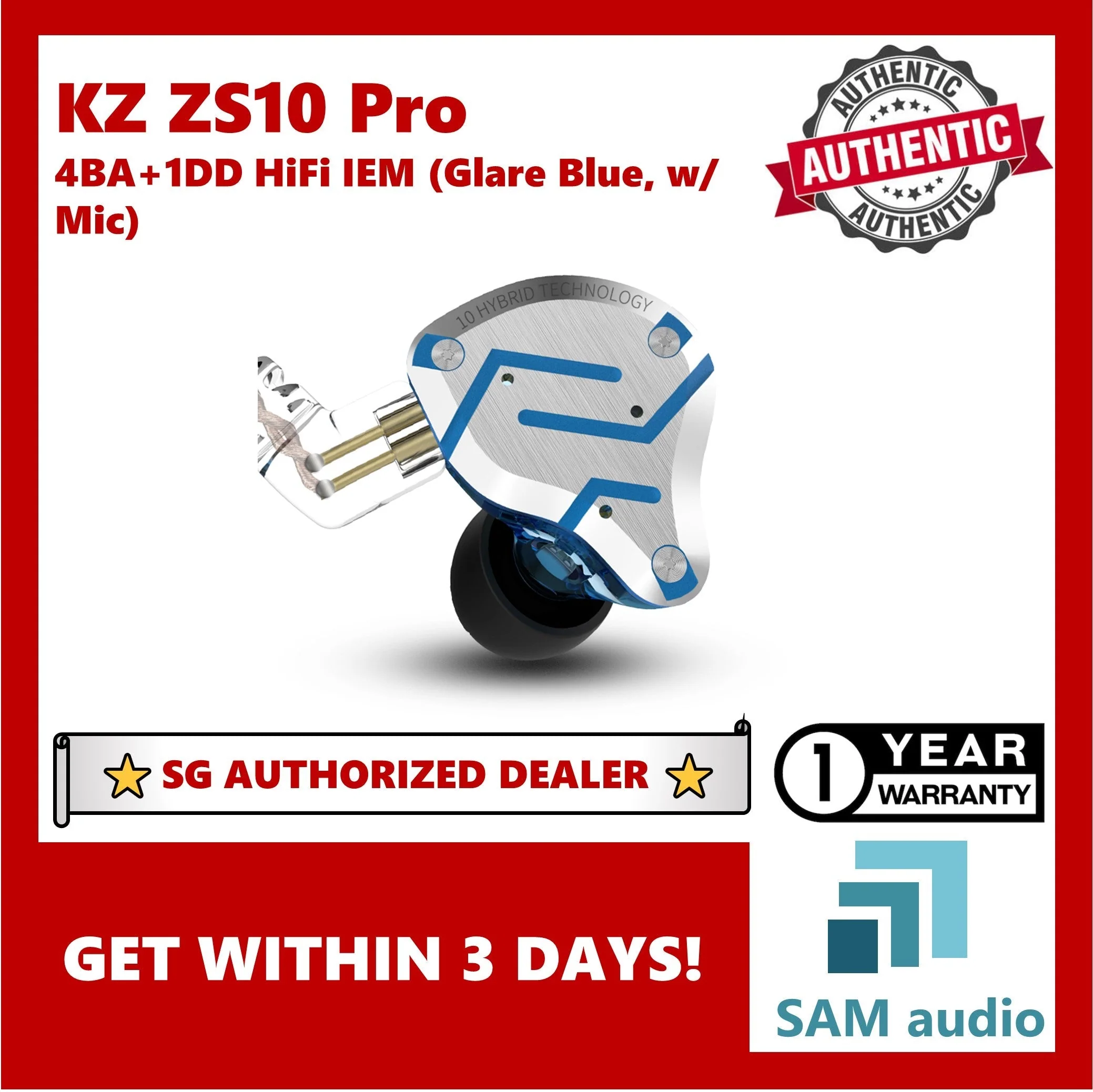 [🎶SG] KZ ZS10 PRO EARPHONE 4BA+1DD With MIC - Image 23