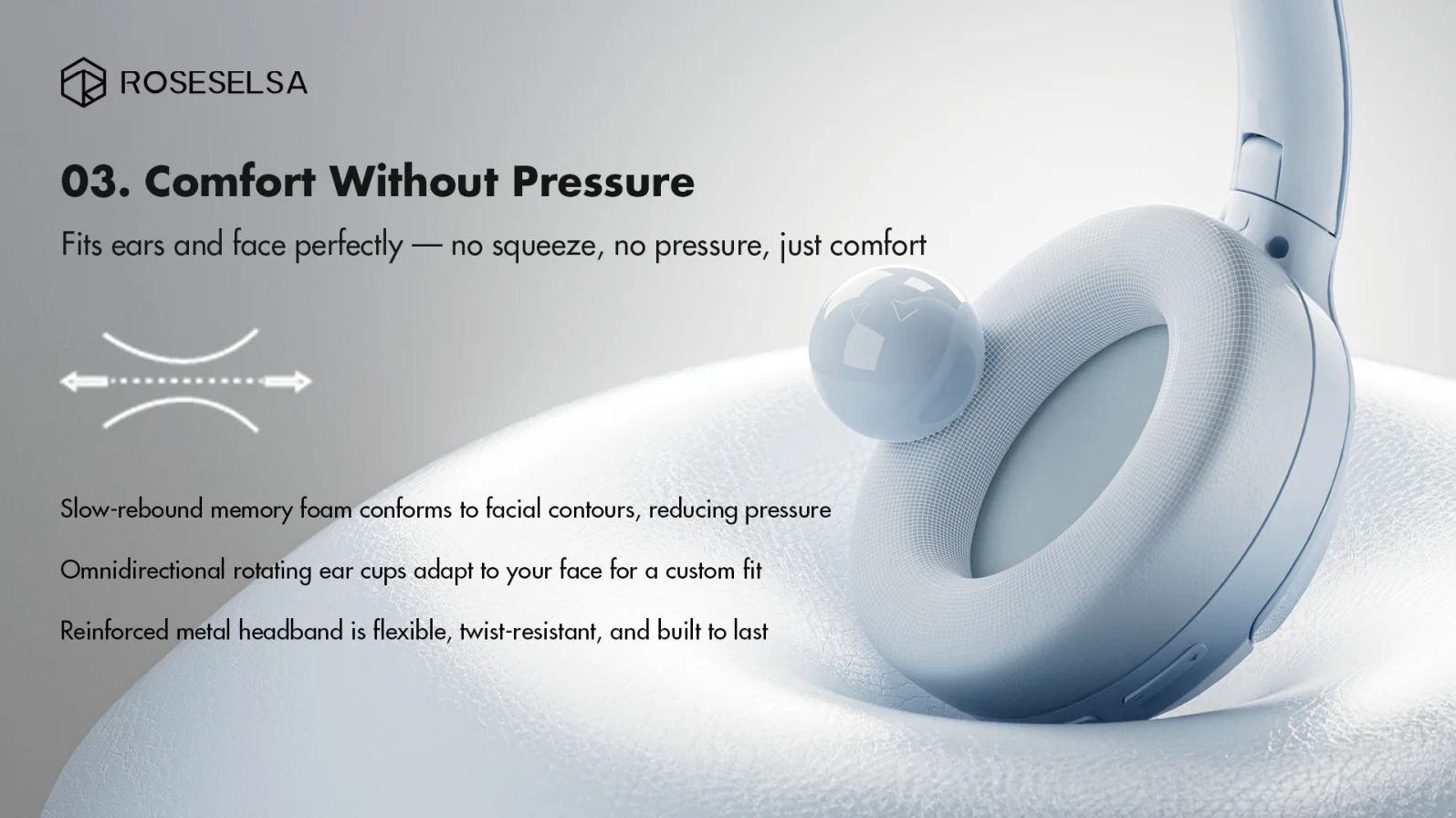 [🎶SG] ROSESELSA CAMBRIAN - Active Noise Cancelling Over Ear Wireless Headphone - Image 16