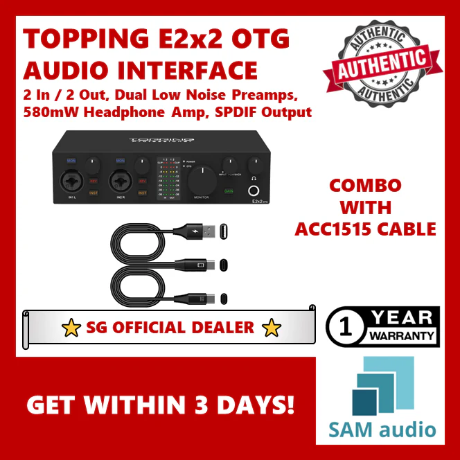 [🎶SG] TOPPING E2x2 OTG USB Professional Audio Interface - Image 3