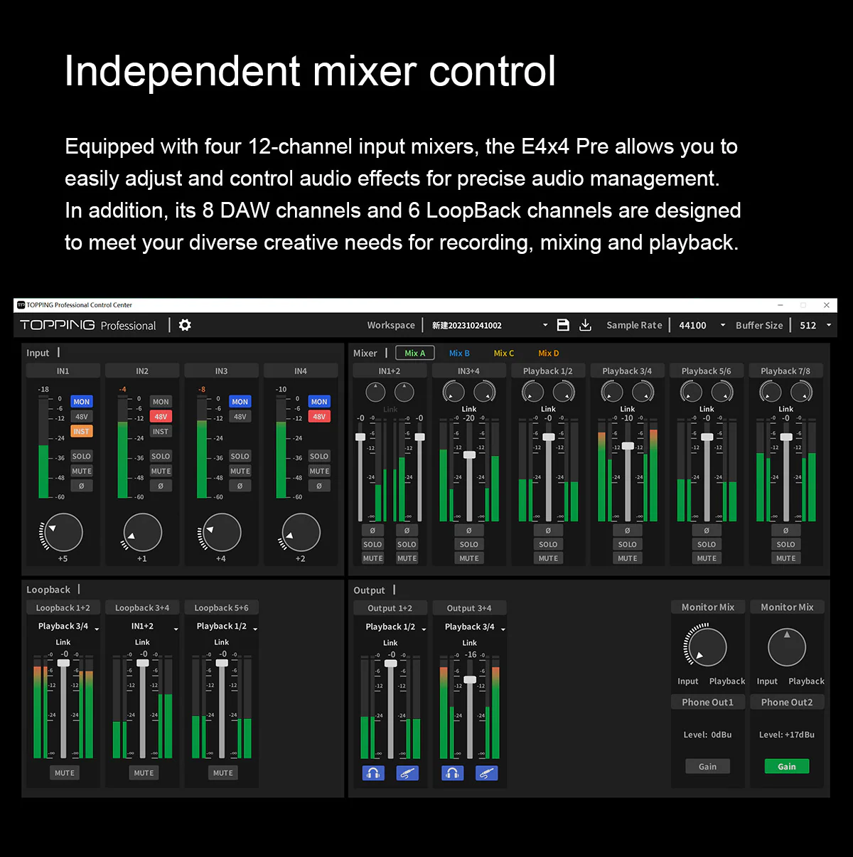 [🎶SG] TOPPING E4x4 Pre Audio Interface - Image 15