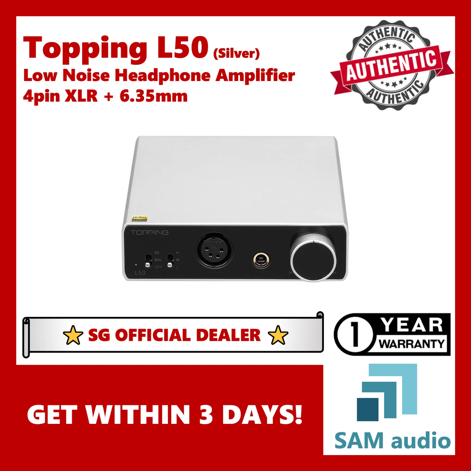 [🎶SG] TOPPING L50, Headphone Amplifier, NFCA Modules, Ultra Low Noise, HiFi Audio - Image 3